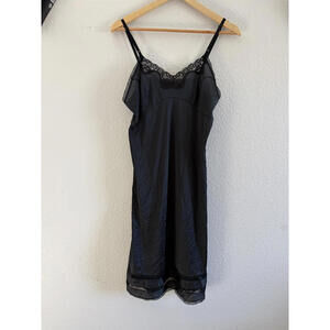 Vintage Adonna for JCPenny Full Slip Black Lace Dress Women's M